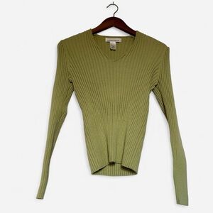 Jones New York Olive V-Neck Sweater